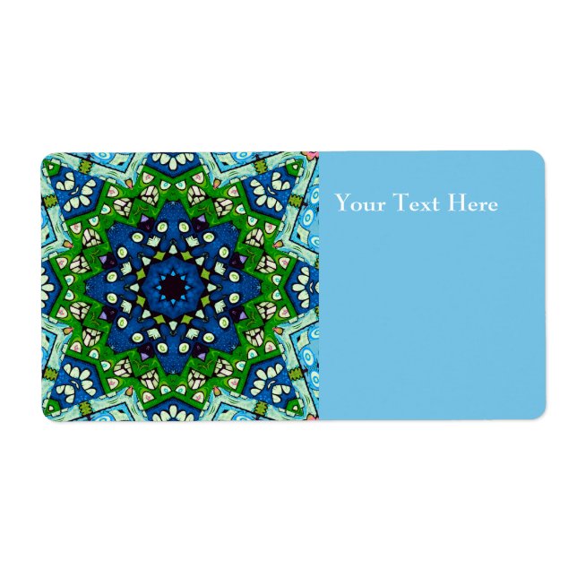 Mosaic Blue Grönt Hippie Boho Mandala Fraktsedel (Framsidan)