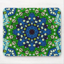 Mosaic Blue Grönt Hippie Boho Mandala Musmatta