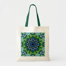 Mosaic Blue Grönt Hippie Boho Mandala Tygkasse