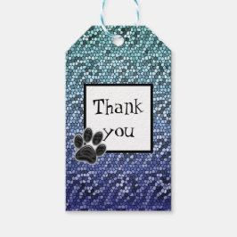Mosaic Blue Tack Hund Paw Skriv ut uppsättning web Presentetikett
