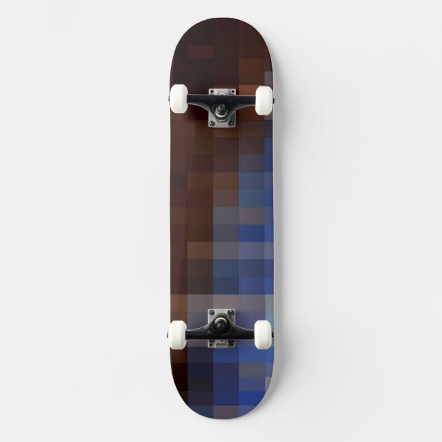 Mosaic Brown-Blue Design Old School Skateboard Bräda 18 Cm (Framsida)
