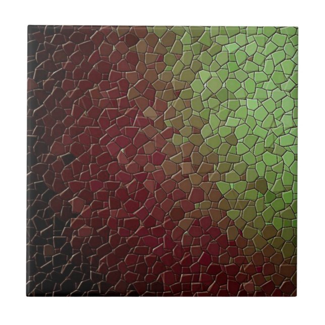 Mosaic Burgandy Grönt Tile Kakelplatta (Framsidan)