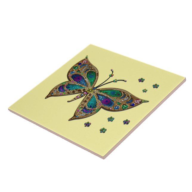 Mosaic Butterfly Gult Kakelplatta (Sidan)