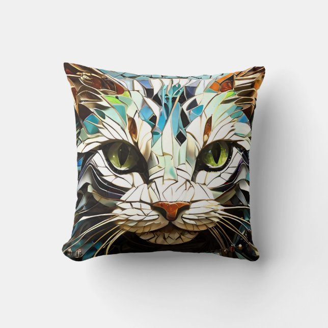 Mosaic Cat Cushion dekorativ kudde (Framsida)