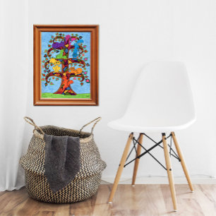 Mosaic Cat Livets träd Poster