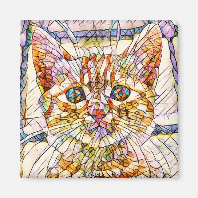 Mosaic Cat Magnet (Framsidan)