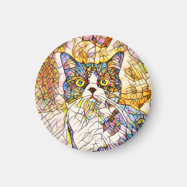 Mosaic Cat Magnet (Framsidan)