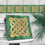 Mosaic Celtic Knot - grönt marble och guld Kakelplatta<br><div class="desc">Mosaic Celtic Knot - grönt marble och guld</div>