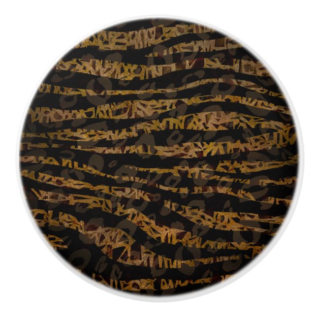 Mosaic Chic Elegant Safari Glam Jungle Print Knopp (Framsidan)