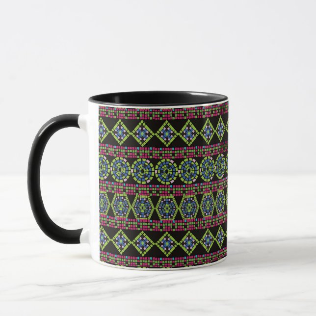 Mosaic Combo Mugg - Fractal Geometric Design (Vänster)