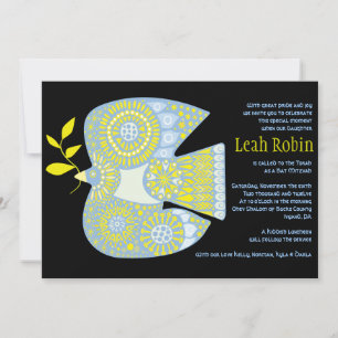 MOSAIC DOVE of Peace Bat mitzvah bjudande Inbjudningar