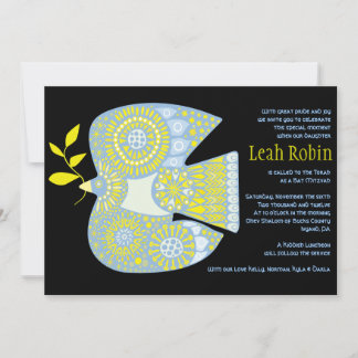 MOSAIC DOVE of Peace Bat mitzvah bjudande Inbjudningar
