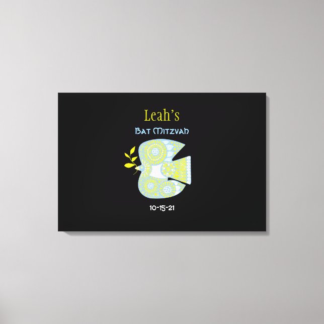 MOSAIC DOVE of Peace Bat mitzvah Sign-In Board Canvastryck (Framsida)