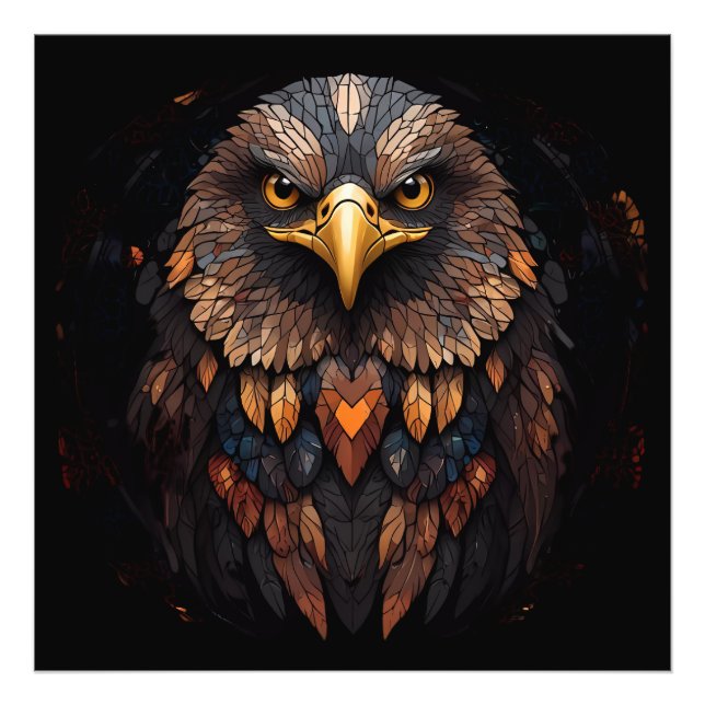 Mosaic Eagle Porträtt Fototryck (Framsidan)