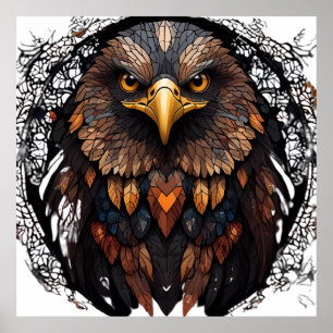 Mosaic Eagle Porträtt Poster