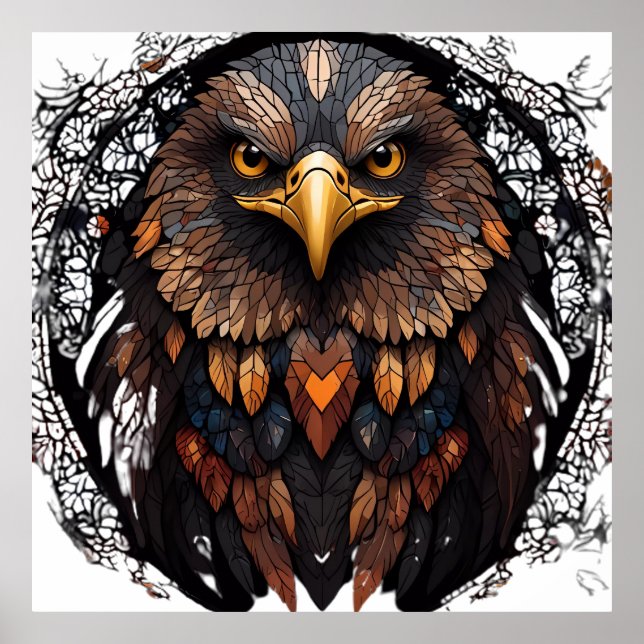 Mosaic Eagle Porträtt Poster (Framsidan)
