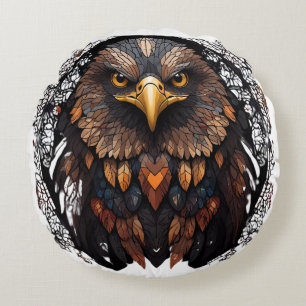 Mosaic Eagle Porträtt Round Pillow Rund Kudde