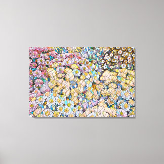 MOSAIC EFFET av krysanthemum-blommor på canvas