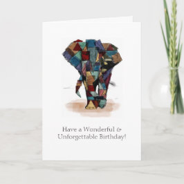 Mosaic Elephant Birthday Card Kort