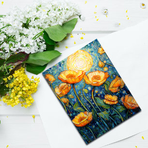 Mosaic Fält i Gult Poppies Vykort