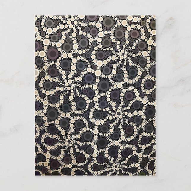 Mosaic Flower Petals Black Brown Tan Vykort (Framsida)