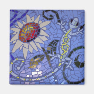 Mosaic Gecko och Solros på Blue Magnet