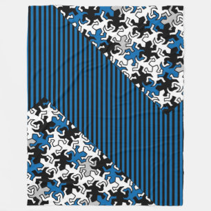 Mosaic Geckos Mönster - blåvitt grått Fleecefilt