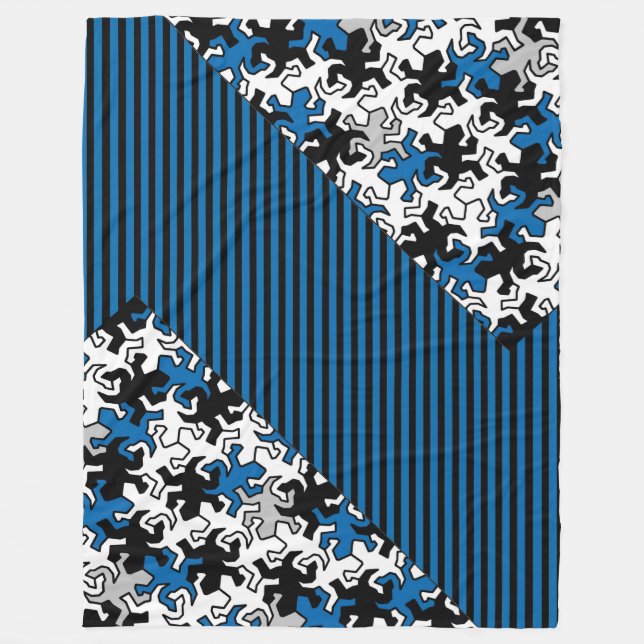 Mosaic Geckos Mönster - blåvitt grått Fleecefilt (Framsidan)