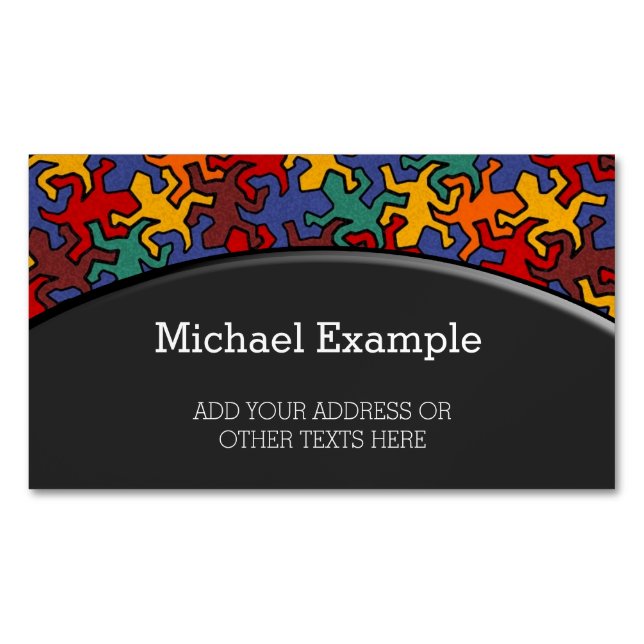 Mosaic Geckos Mönster - Earth Färg Magnetiska Visitkort (Framsida)