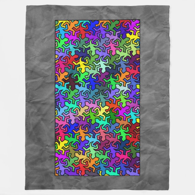 Mosaic Geckos Mönster - färgad Fleecefilt (Framsidan)