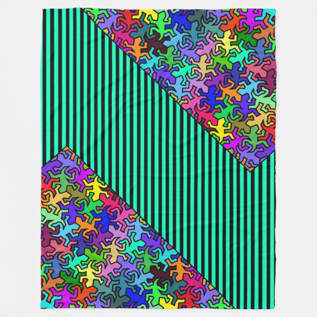 Mosaic Geckos Mönster - färgad Fleecefilt (Framsidan)