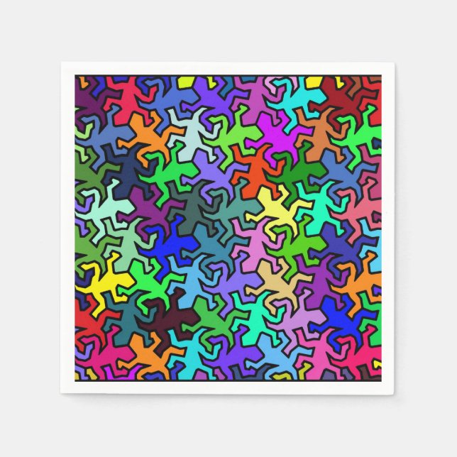 Mosaic Geckos Mönster - färgad Pappersservett (Framsidan)