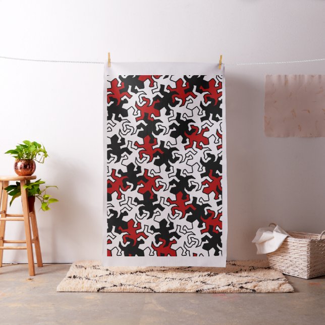 Mosaic Geckos Mönster - rödvit Tyg (In Situ)