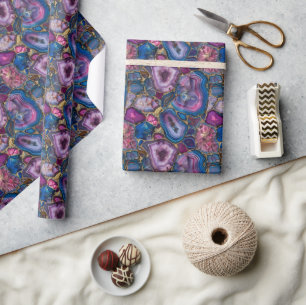 Mosaic Gemstone Mönster med Rosa, Lila, blått Presentpapper
