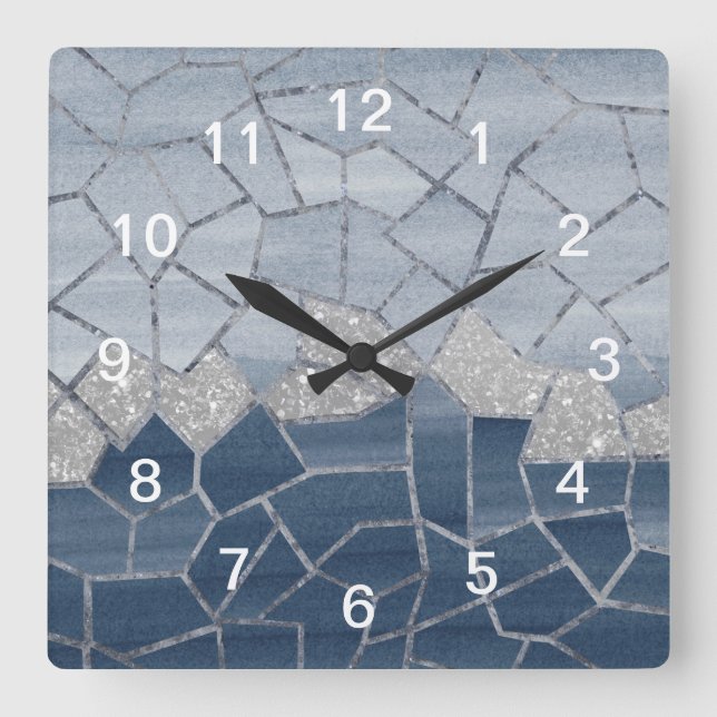 Mosaic Geometric Glam #3 #geo #decor #art Fyrkantig Klocka (Framsida)