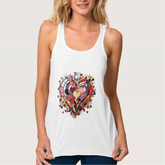 Mosaic Heart of Love Linne Med Racerback