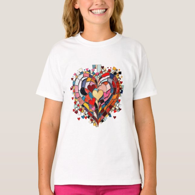 Mosaic Heart of Love T Shirt (Framsida)