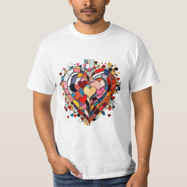 Mosaic Heart of Love T Shirt (Framsida)