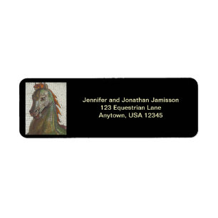 Mosaic Horse Returetiketter, svart Returadress Etikett