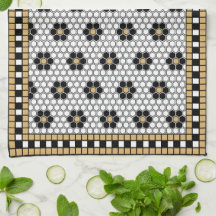 Mosaic Inspired Black White och Guld