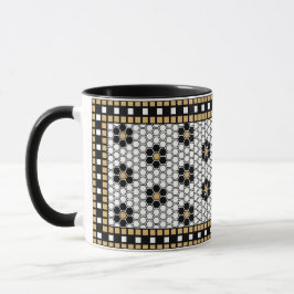Mosaic Inspired Black White och Guld Mugg