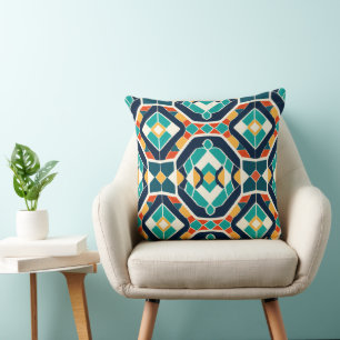 Mosaic Inspired Geometric Patter Stil i mitten av  Kudde