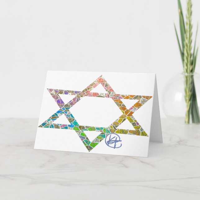 Mosaic Jewish Star Card Tack Kort (Framsida)