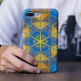 Mosaic Kaleidoscope Flower Blue och Gult