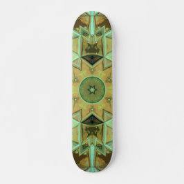 Mosaic Kaleidoscope Flower Grönt and Brown Mini Skateboard Bräda 18,5 Cm