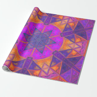 Mosaic Kaleidoscope Flower Lila Rosa and Gult Presentpapper