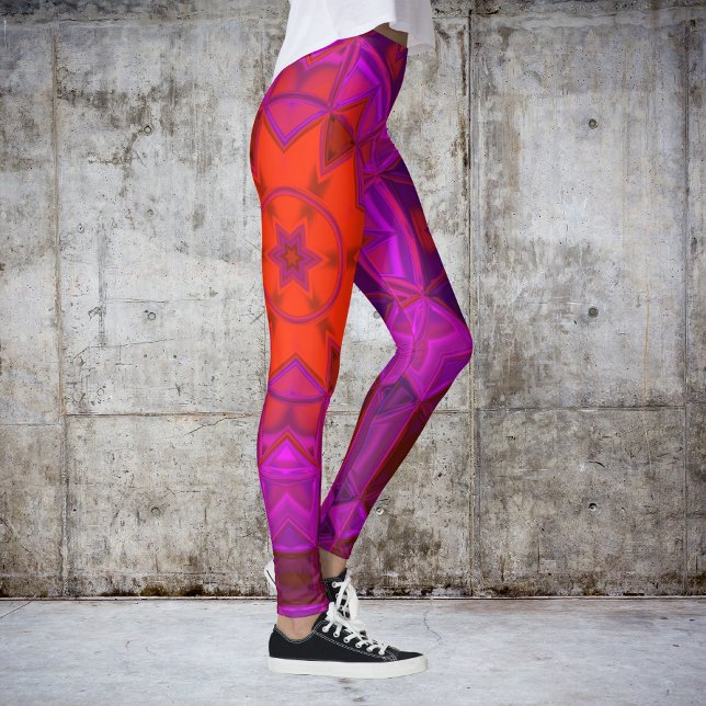 Mosaic Kaleidoscope Flower Lila Rosa and Red Leggings (Skapare uppladdad)