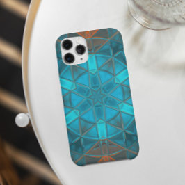 Mosaic Kaleidoscope Flower Orange and Blue