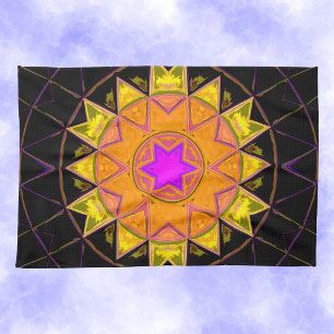 Mosaic Kaleidoscope Flower Orange Rosa och svart Kökshandduk