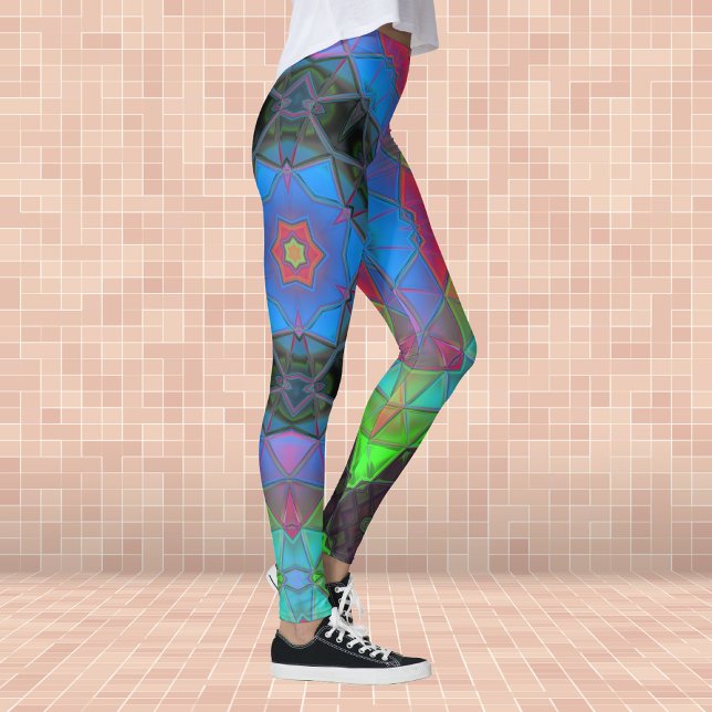 Mosaic Kaleidoscope Flower Rainbow Leggings (Skapare uppladdad)